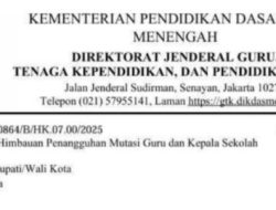 Prioritaskan Pelatihan Digital,Kemendikdasmen Prof.Dr.Nunuk Suryani Instruksikan Memblokir Sementara Proses Mutasi Guru dan Kepala Sekolah di Seluruh Indonesia